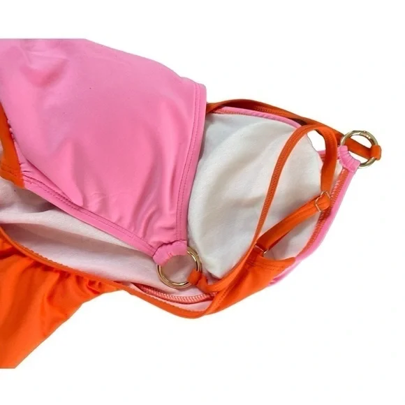 Kate Spade Plunging‎ V-Neck One Piece Swimsuit Pink Orange Small - Picture 6 of 8